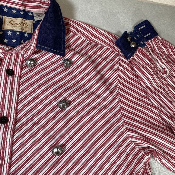 SCULLY Men’s Western Shirt Long Sleeve Sz Medium American Patriotic Cowboy - Picture 6 of 11
